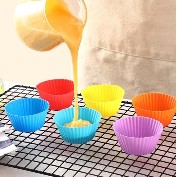 Kit 6 Formas Silicone AIR FRYER Mini Cupcake Bolo Muffin Assadeira Bolinhos