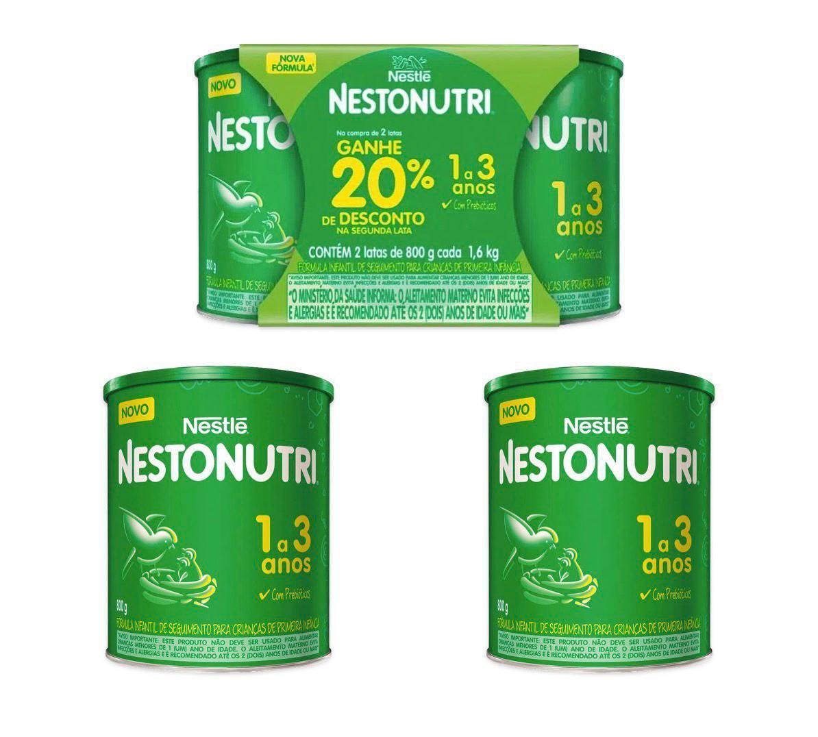 Kit Fórmula Infantil Nestonutri 1+ com 2 latas de 800g cada