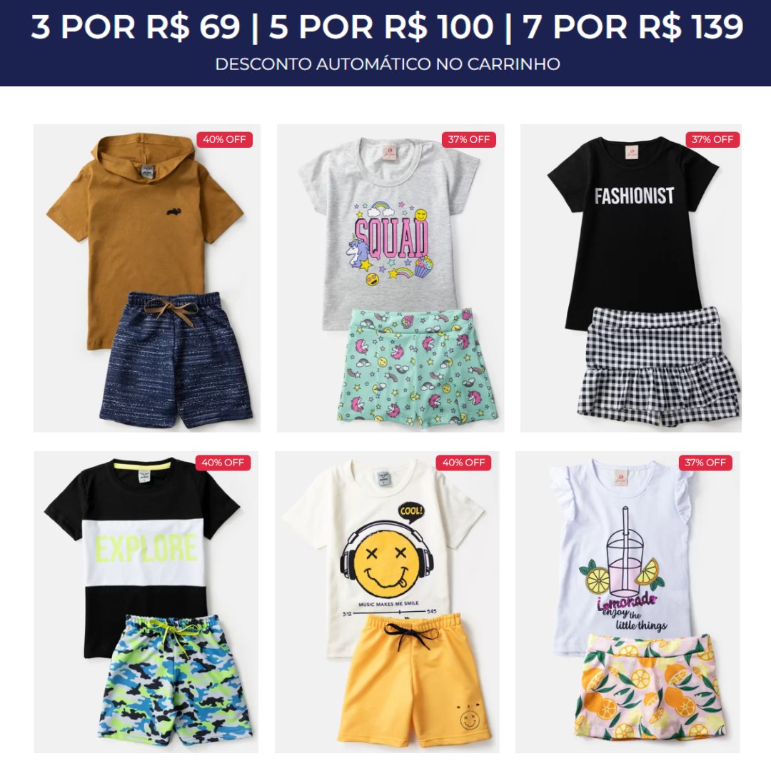 Looks INFANTIS de verão!
