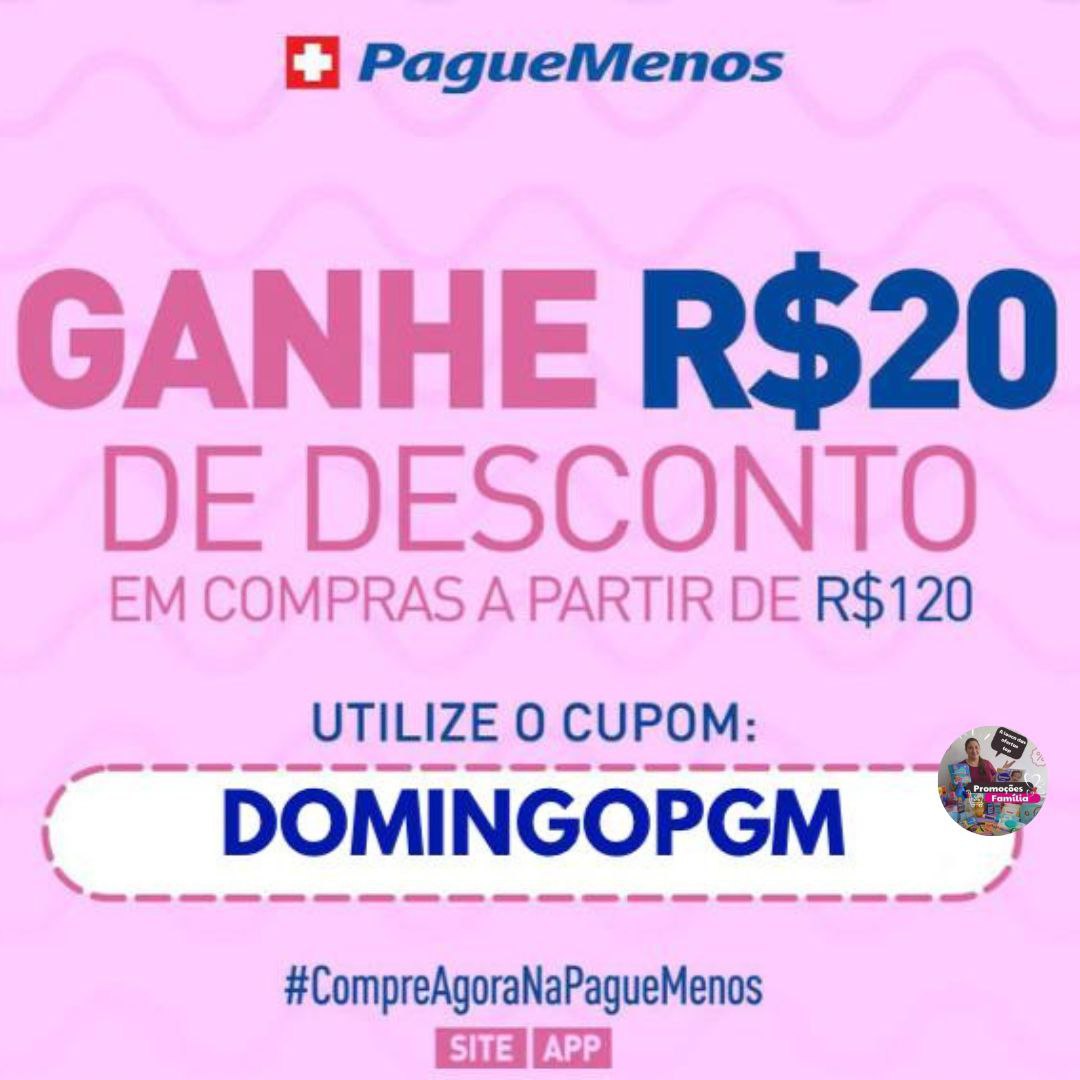 Novo cupom liberado na Pague Menos. Poucos cupons disponíveis!