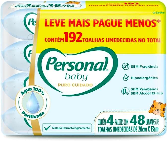 Toalha Umedecida Personal Baby Puro Cuidado 4 pacotes