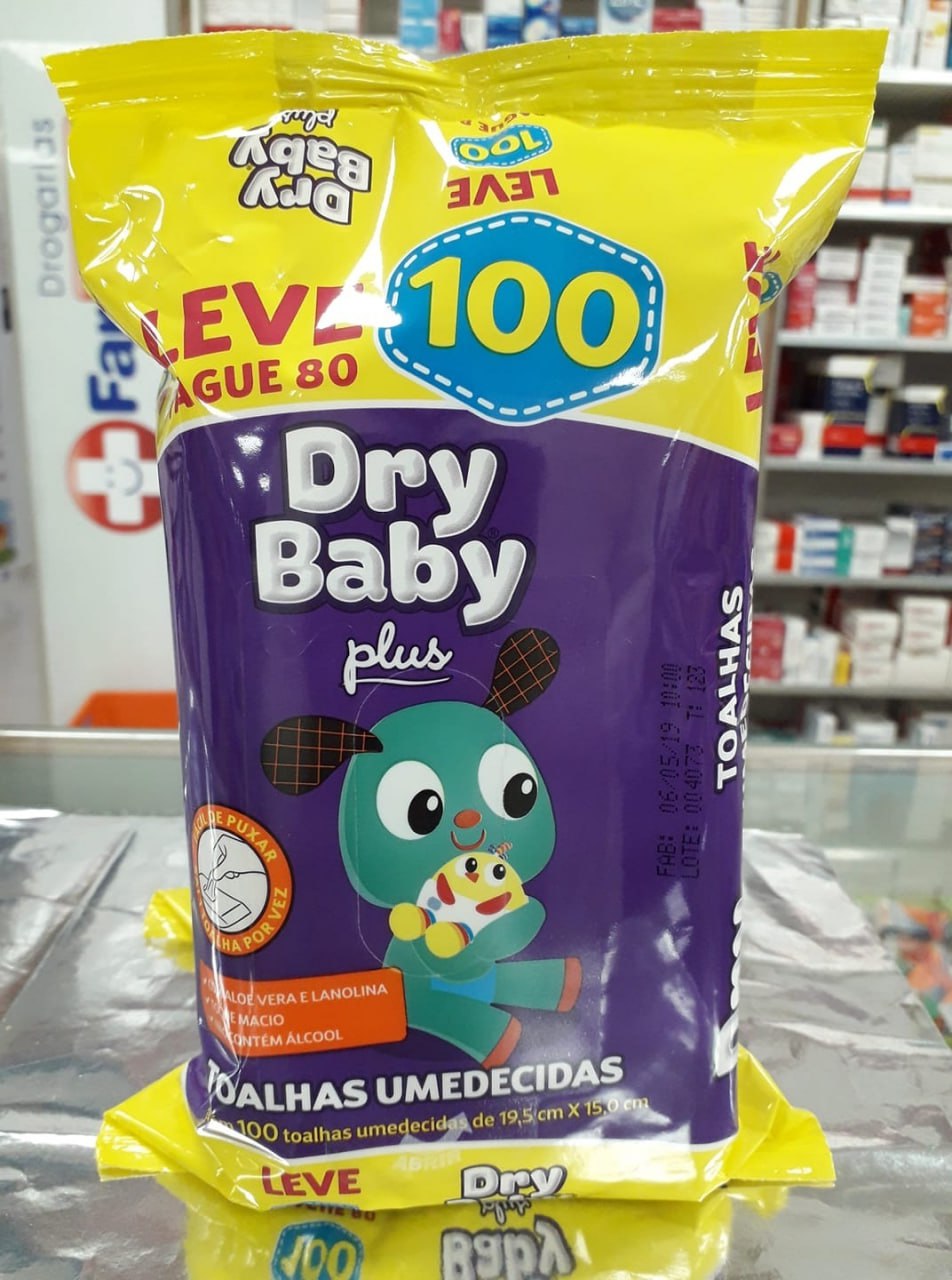 Toalhas Umedecidas Drybaby Plus 100 unidades