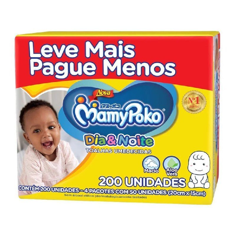 Toalhas Umedecidas Mamypoko Dia&Noite 200 unidades