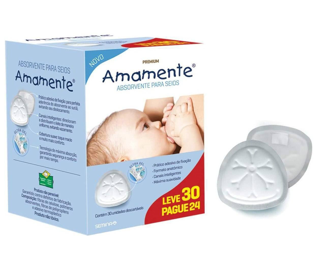 Absorvente para Seios, Descartável com 30 Unidades, Amamente