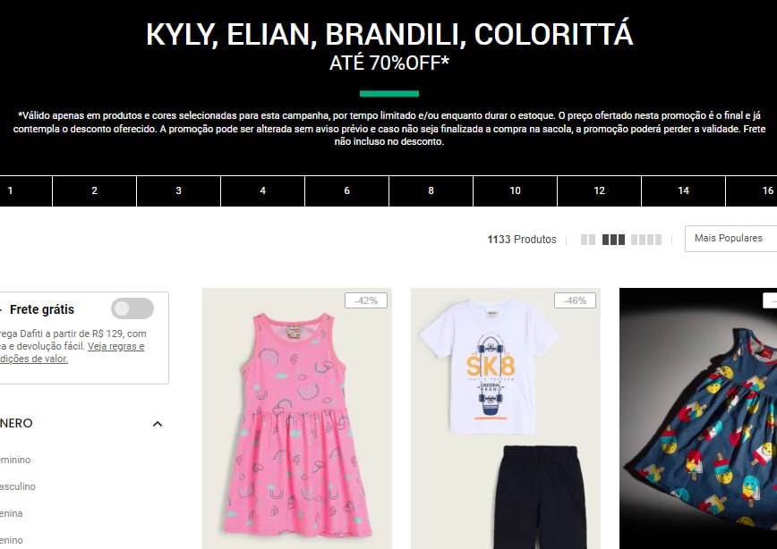Até 70%Off em Kyly, Elian, Brandili, Colorittá