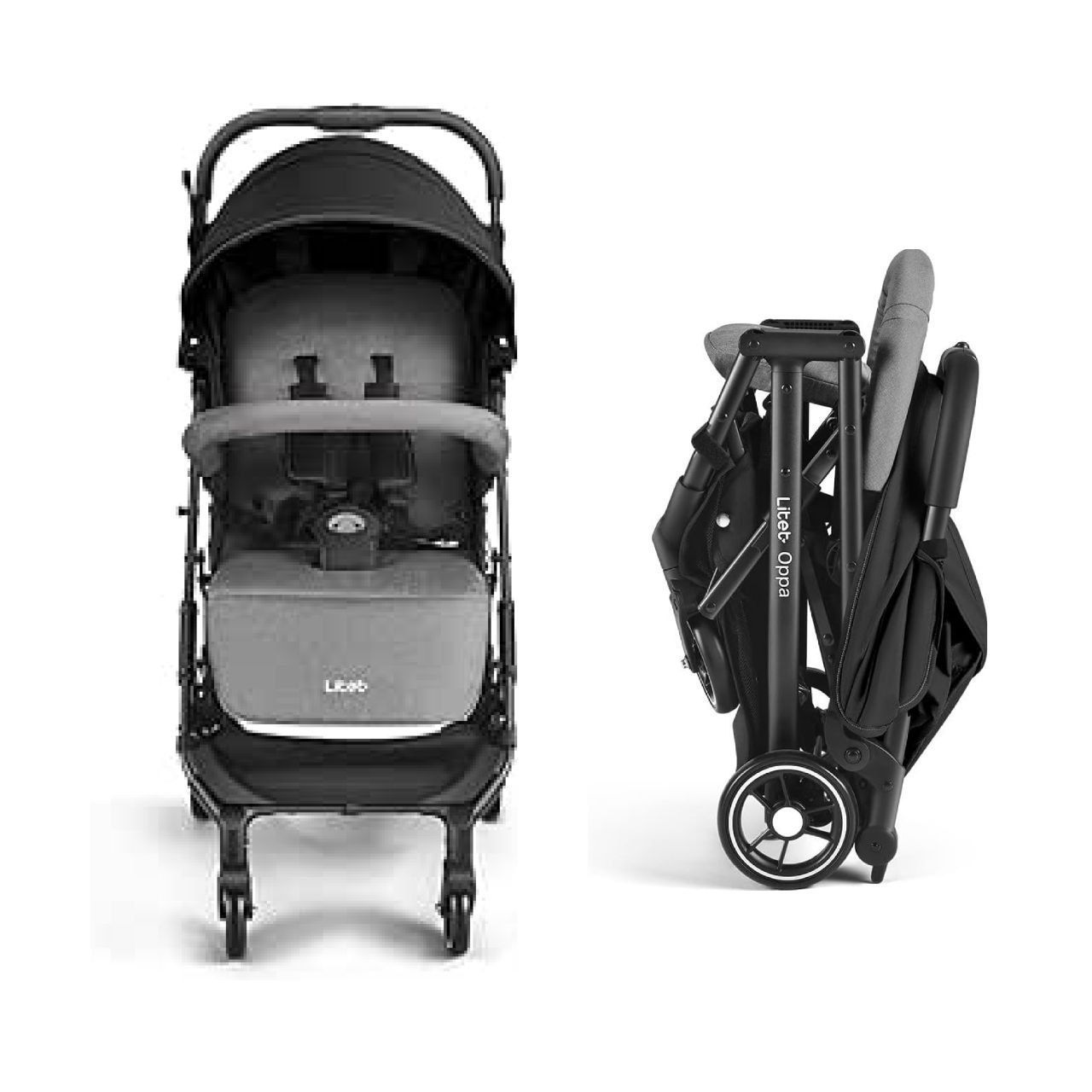 Carrinho de Bebê Compacto Oppa Preto e Cinza Litet - BB465