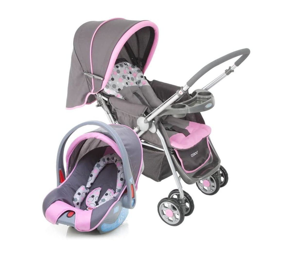 Carrinho Travel System Reverse + Bebê Conforto Cosco Rosa