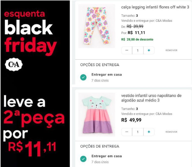 Corre!! Compre 1 peça na c&a e leve a 2º por R$11,11 😱