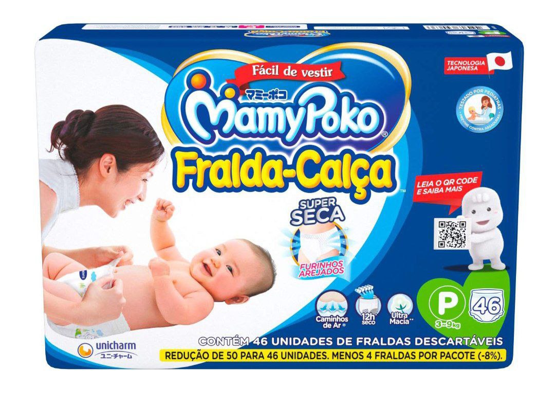 Fralda-Calça MamyPoko Tamanho P, 46 unidades