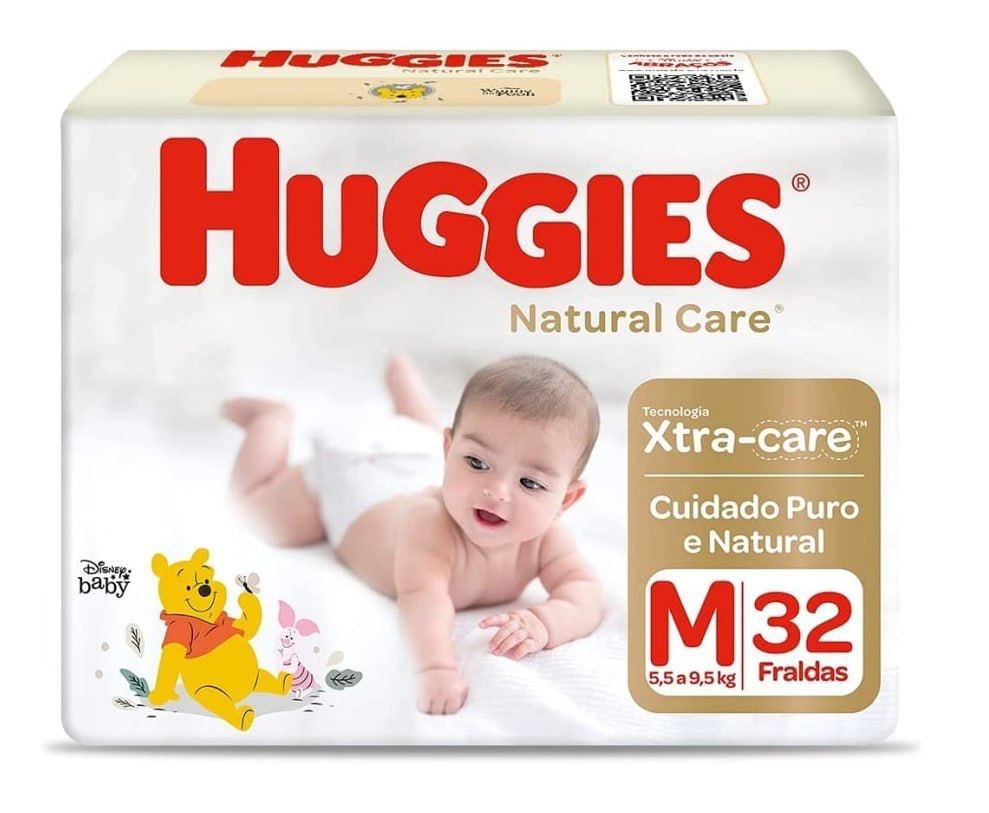 Fralda Huggies Natural Care M 32 unidades