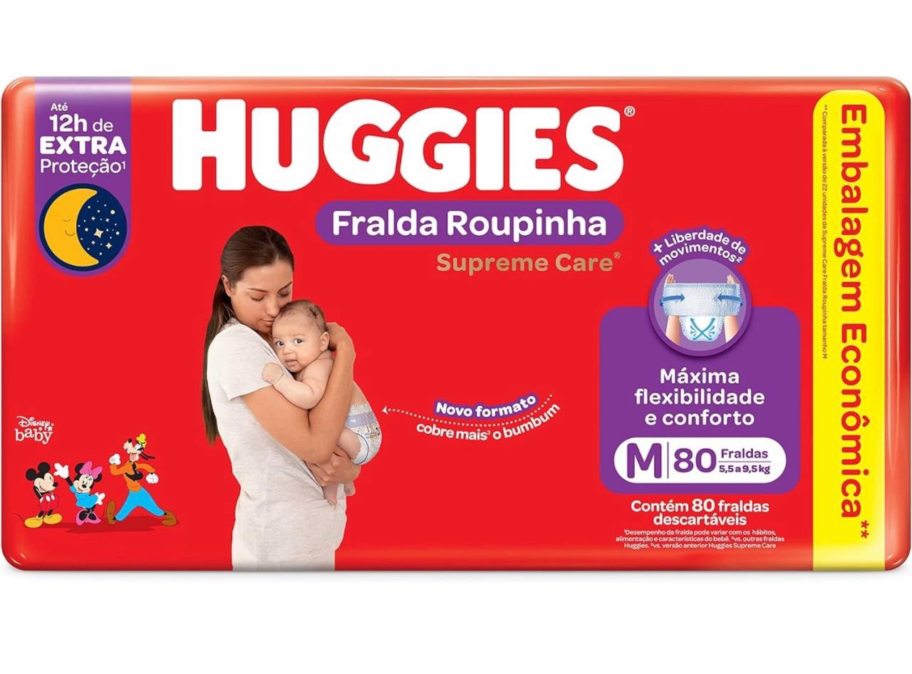 Fralda Huggies Supreme Care Roupinha M com 80 fraldas