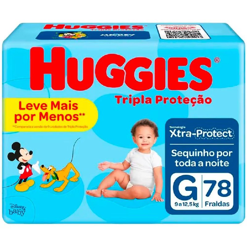 Fralda Huggies Tripla Proteção G - 78 Unidades