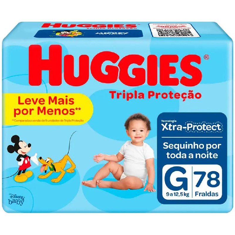Fralda Huggies Tripla Proteção G - 78 Unidades