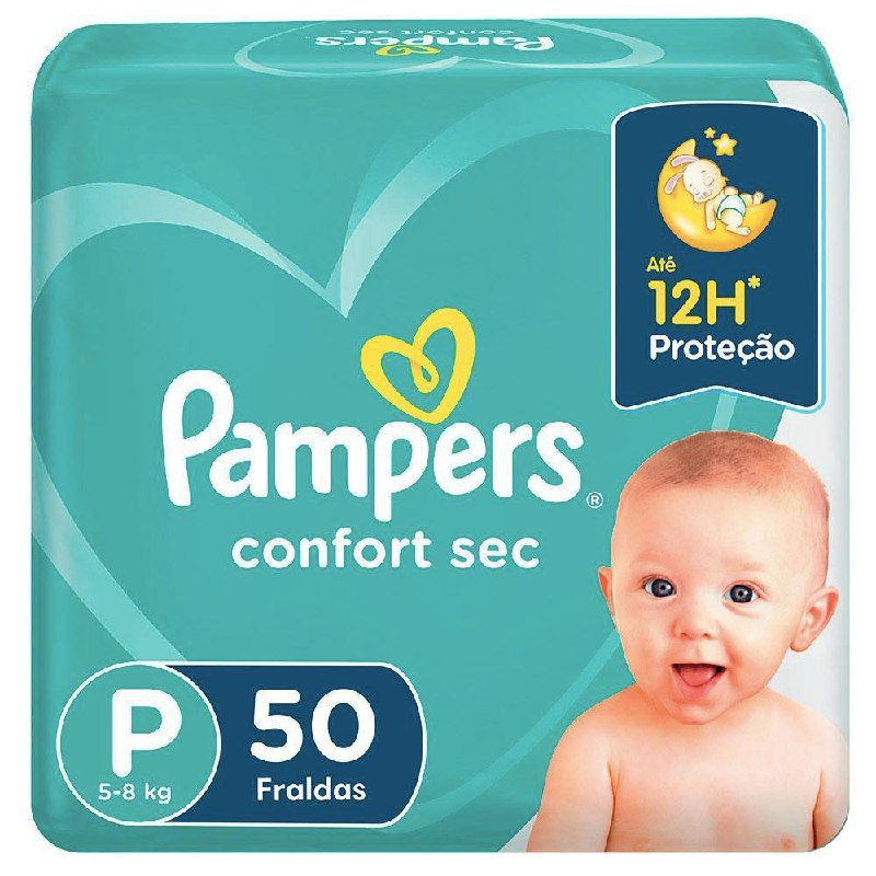 Fralda Pampers Confort Sec P com 50 unidades