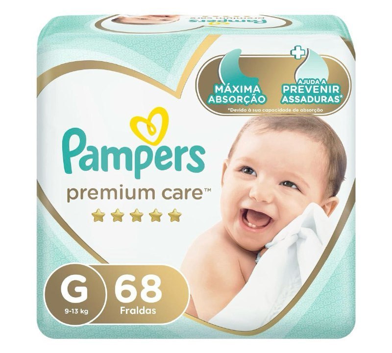 Fralda Pampers Premium Care G 68 unidades
