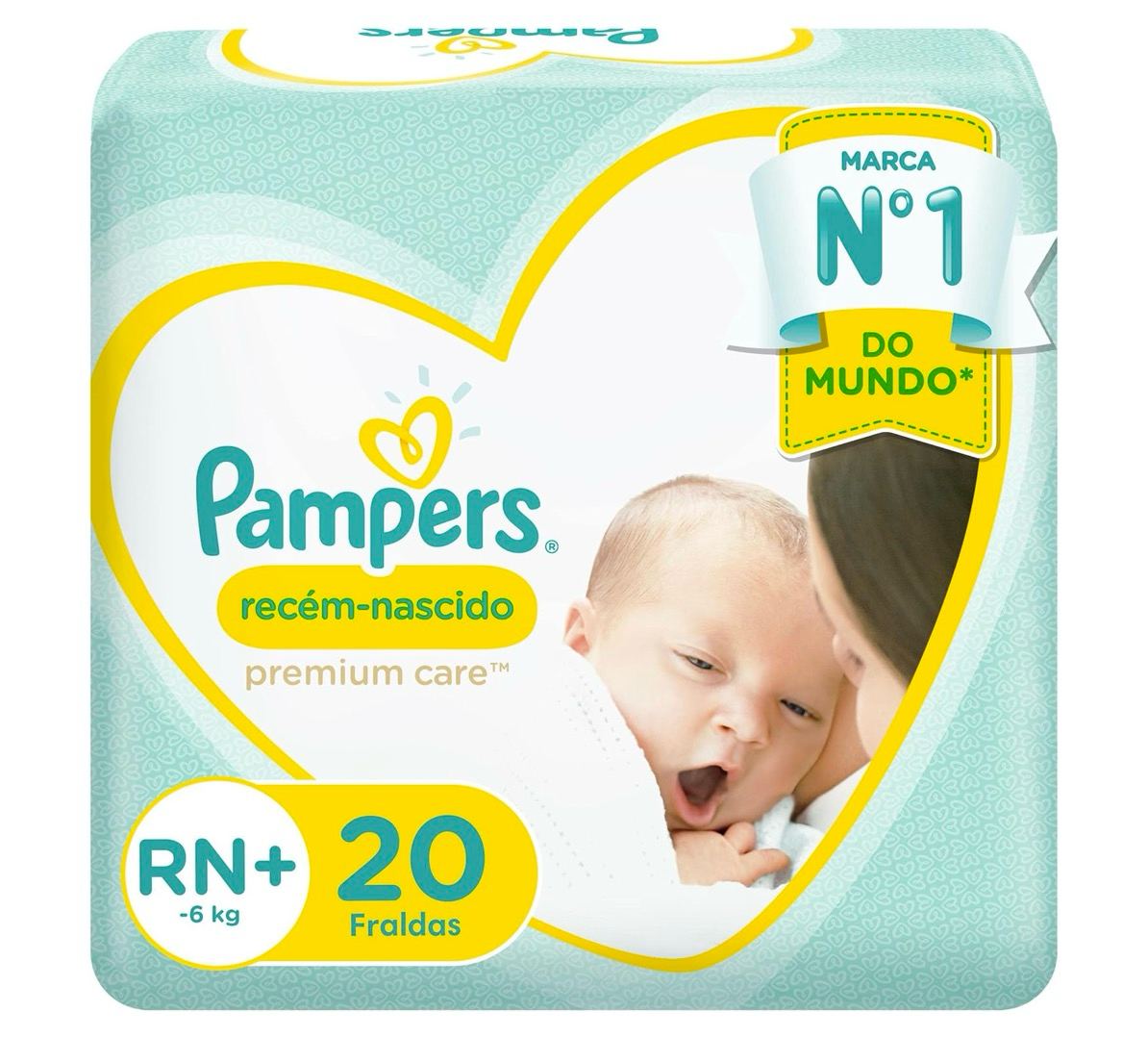 Fralda Pampers Premium Care RN+ com 20 unidades