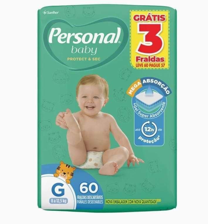 Fralda Personal Baby Protect&Sec G Leve 60 Pague 57 unidades