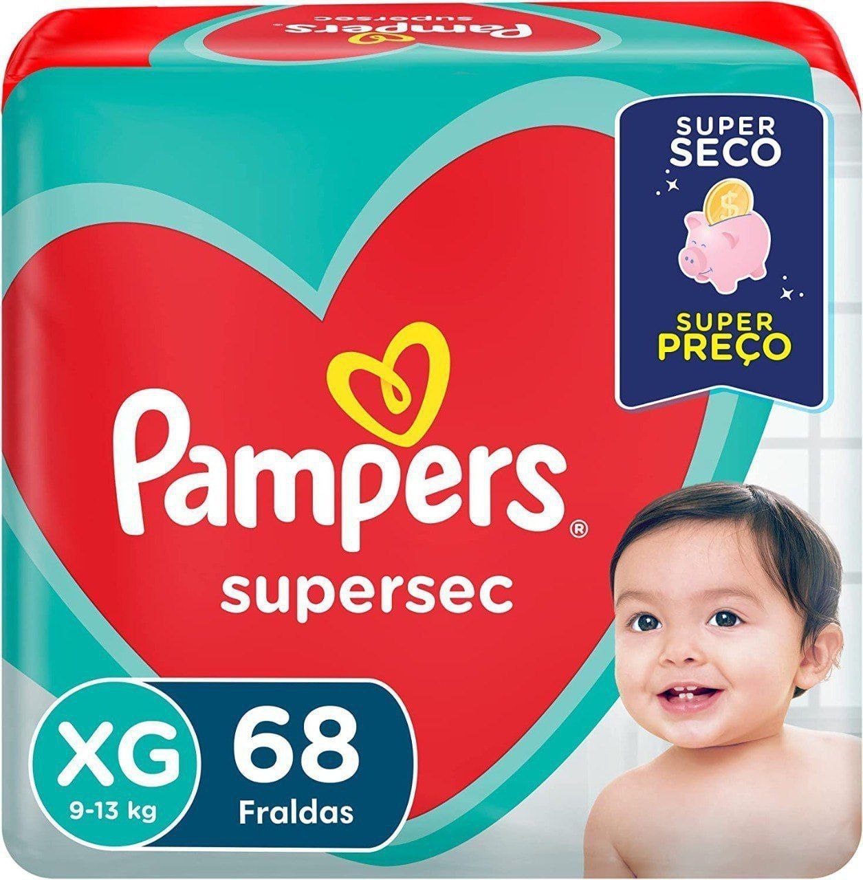 Fraldas Pampers Supersec XG 68 Unidades