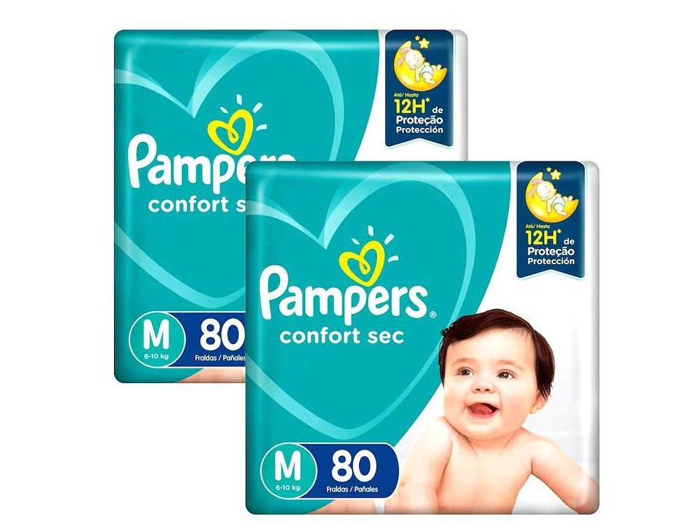 Kit Fraldas Pampers Confort Sec Giga M 160 unidades