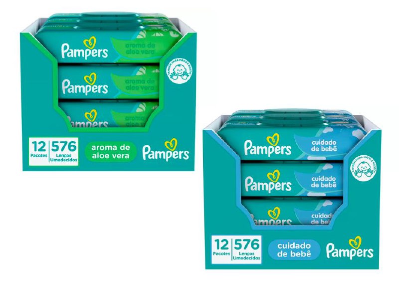 Kit Lenços Umedecido Pampers 576 Unidades (12 pacotinhos com 48 unidades cada)