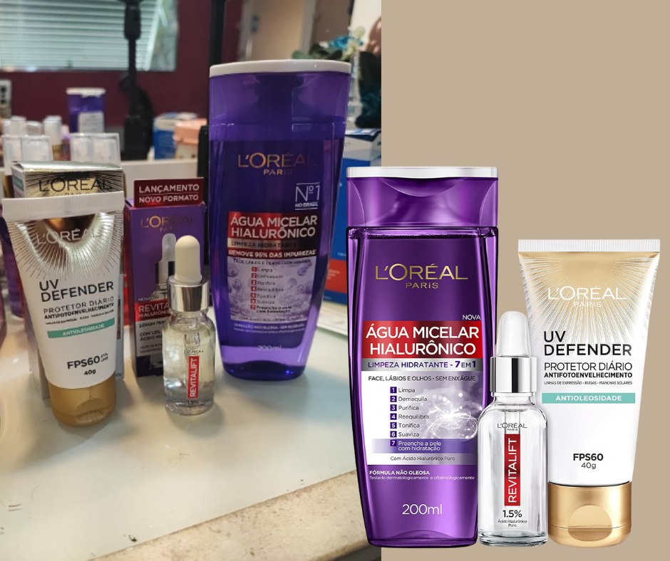 Kit L'Oréal Paris: Água Micelar + Sérum + UV Defender Antioleosidade
