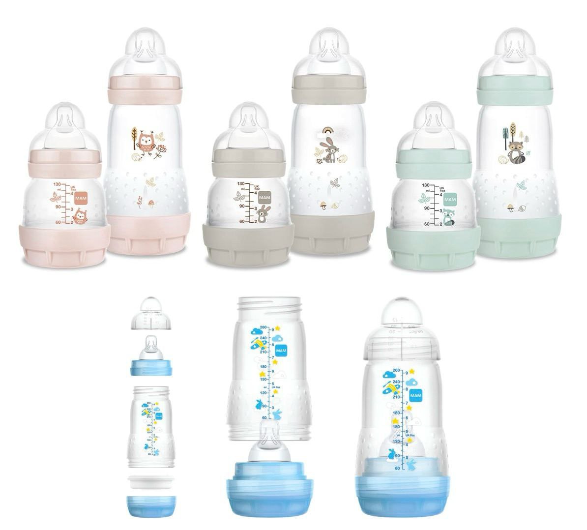 Kit Mamadeiras MAM Anticólica Easy Start Starter Set com 2 unidades 260ml e 130ml