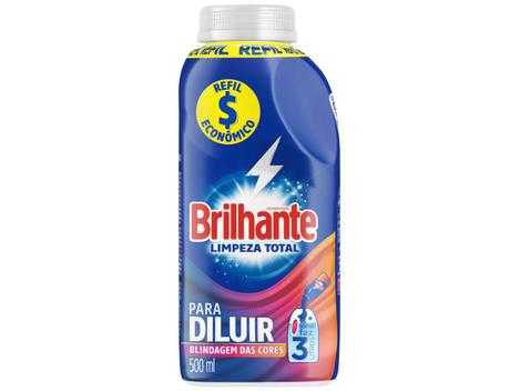 Lava-Roupas Concentrado para Diluir Brilhante Limpeza Total Frasco 500ml Refil Econômico