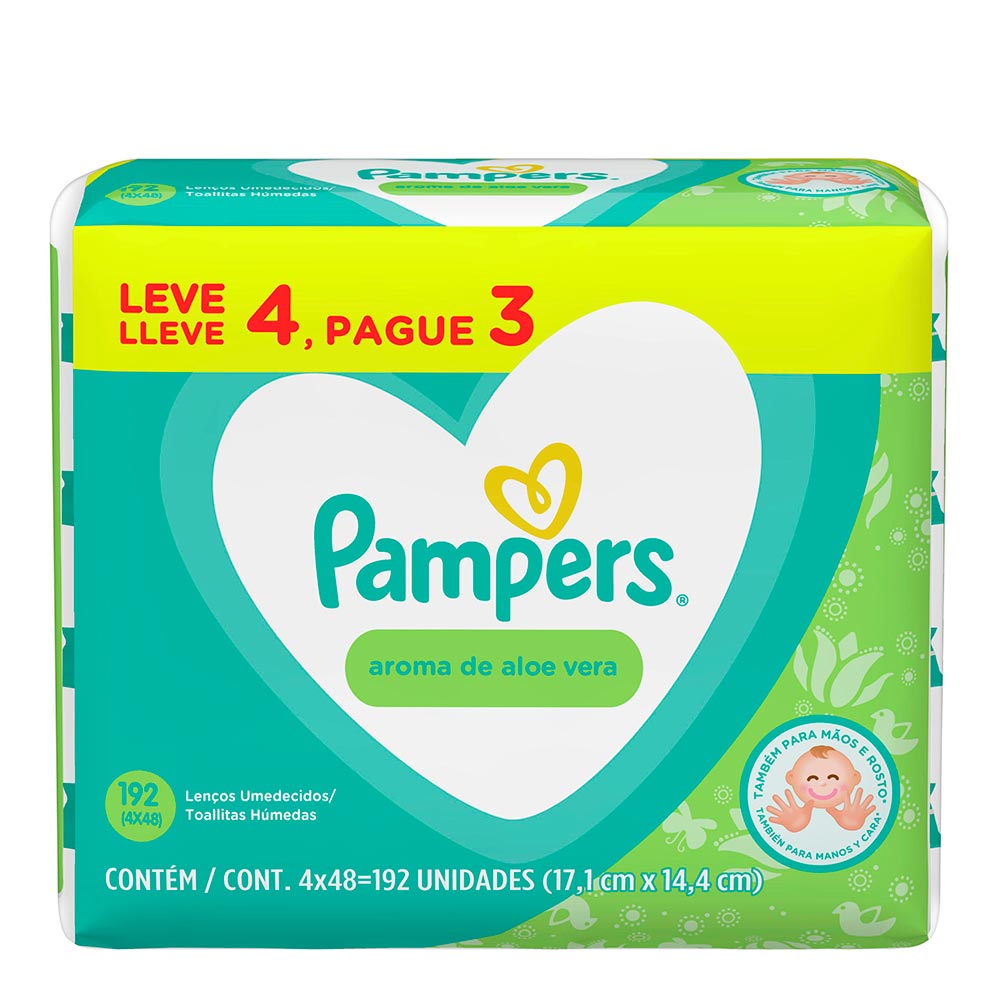 Lenços Umedecidos Pampers Aroma de Aloe Vera 192 Unidades