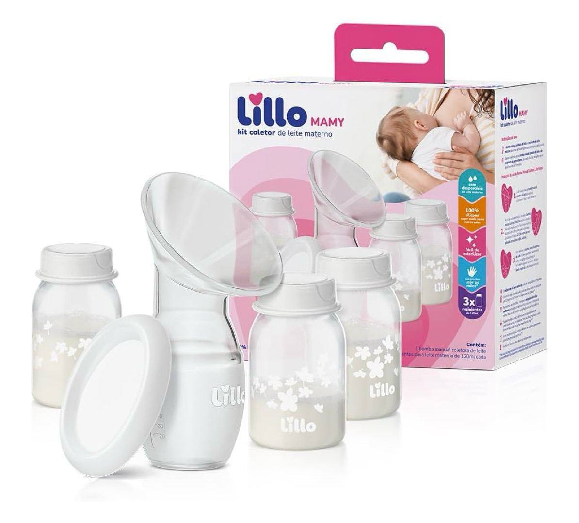 Lillo Bomba Coletora de Leite Materno Mamy com 3 frascos 120ml
