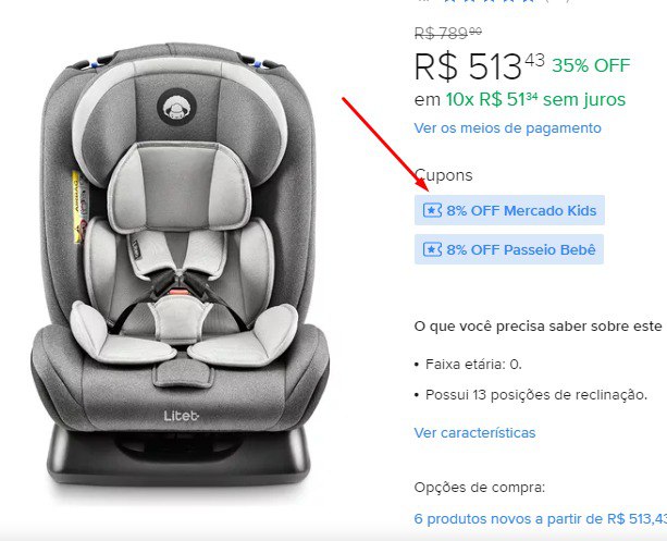 Marque o CUPOM, olhar foto