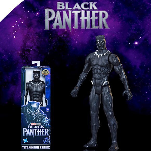 MARVEL Boneco Titan Hero Black Panther, Figura de 30 cm - Pantera Negra - E1363 - Hasbro, Preto