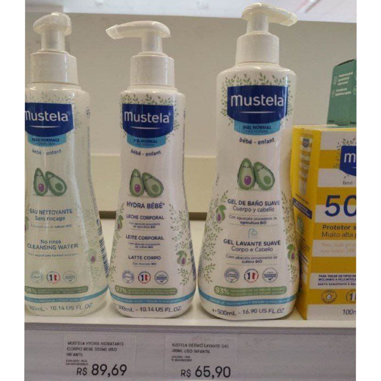 Mustela Gel Lavante Suave com Abacate Orgânico 500ml - Sabonete Líquido Corpo e Cabelo para bebês