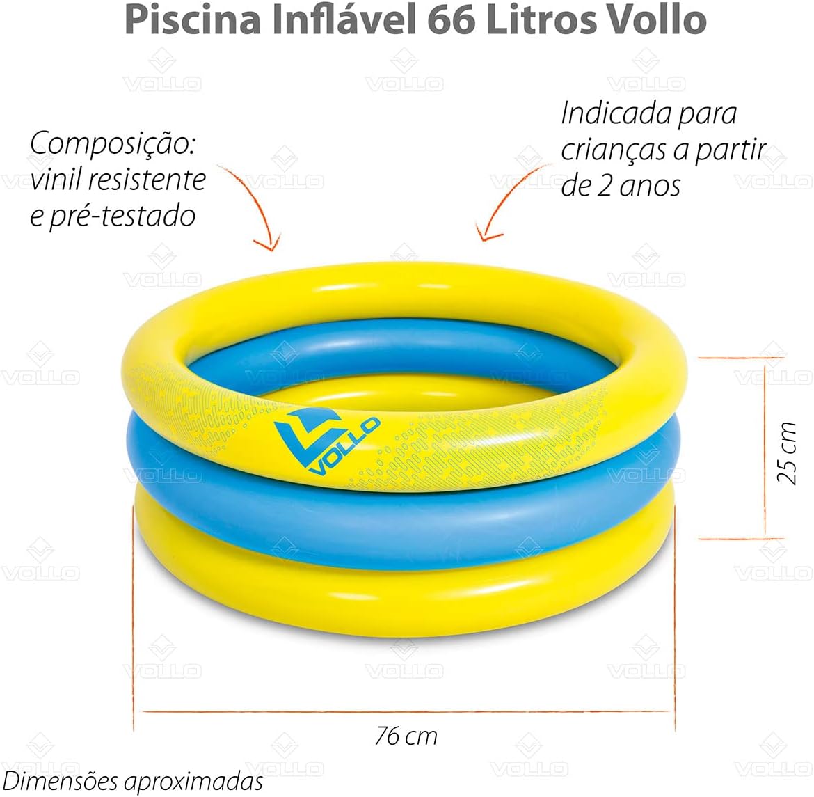Piscina Inflável 66 Litros Vollo Sports
