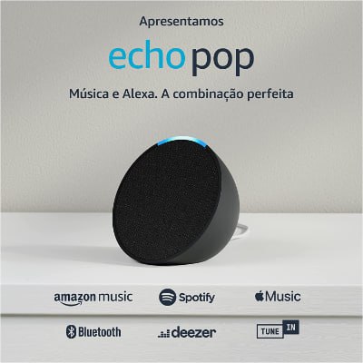 Smart speaker compacto com som envolvente e Alexa | Cor Preta