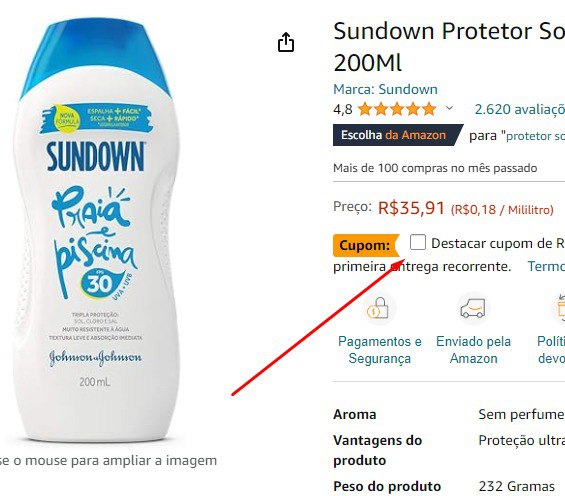 Sundown Protetor Solar Praia e Piscina Fps 30, 200Ml