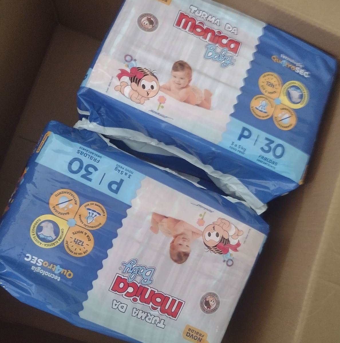Turma da Mônica Baby - Fralda, Jumbo P, 30 Unidades