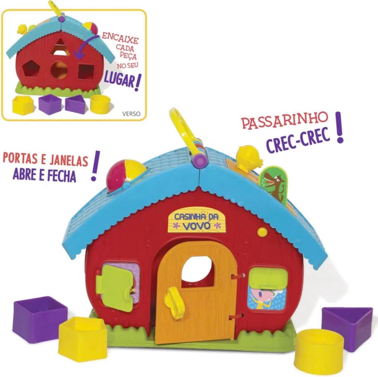 Brinquedo Educativo Casinha da Vovo Encaixe Formas, Elka