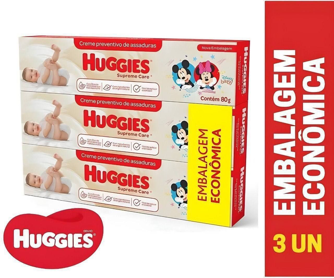 Cremes de Assaduras Huggies Supreme Care - Kit com 3 unidades de 80g