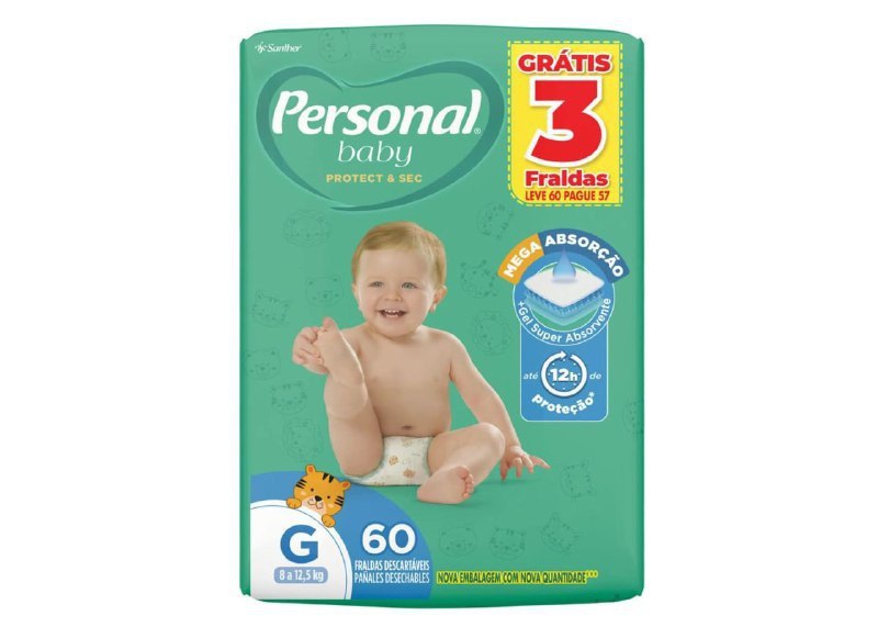 Fralda Personal Baby Protect&Sec G com 60