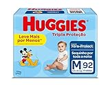 Huggies Tripla Proteção -Fralda, Tamanho M, 92 Fraldas