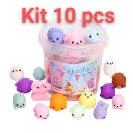 Kit 10 Squishy Mochi Bichinho Macio De Apertar Pop It Fidget Super
