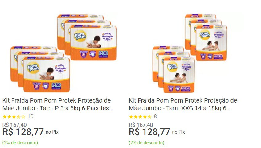 Kit Fralda Pom Pom Protek Proteção de Mãe (a embalagem pode variar)