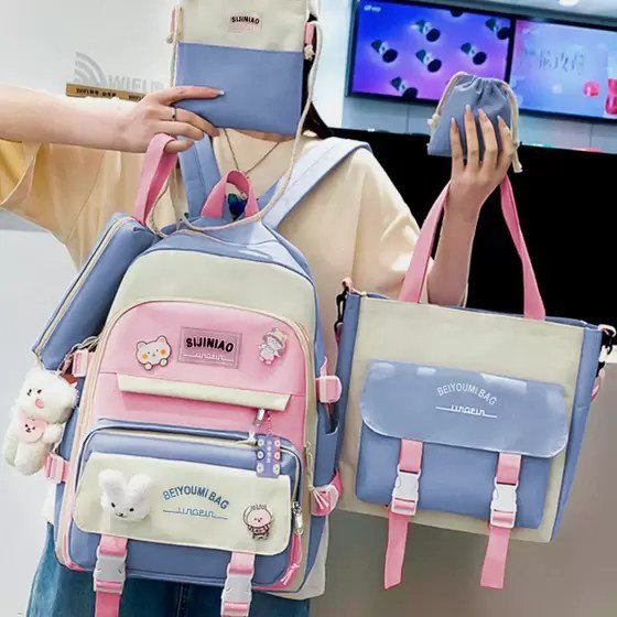 Kit Mochila Infantil Feminina Bolsinhas Lancheira Estojo Volta as Aulas