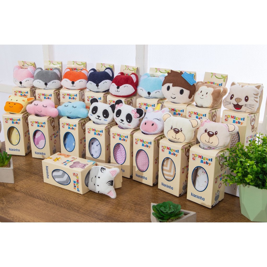 Naninha Para Bebê Com Porta Chupeta - Naninha De Bichinhos de Pelúcia - Vários Modelos