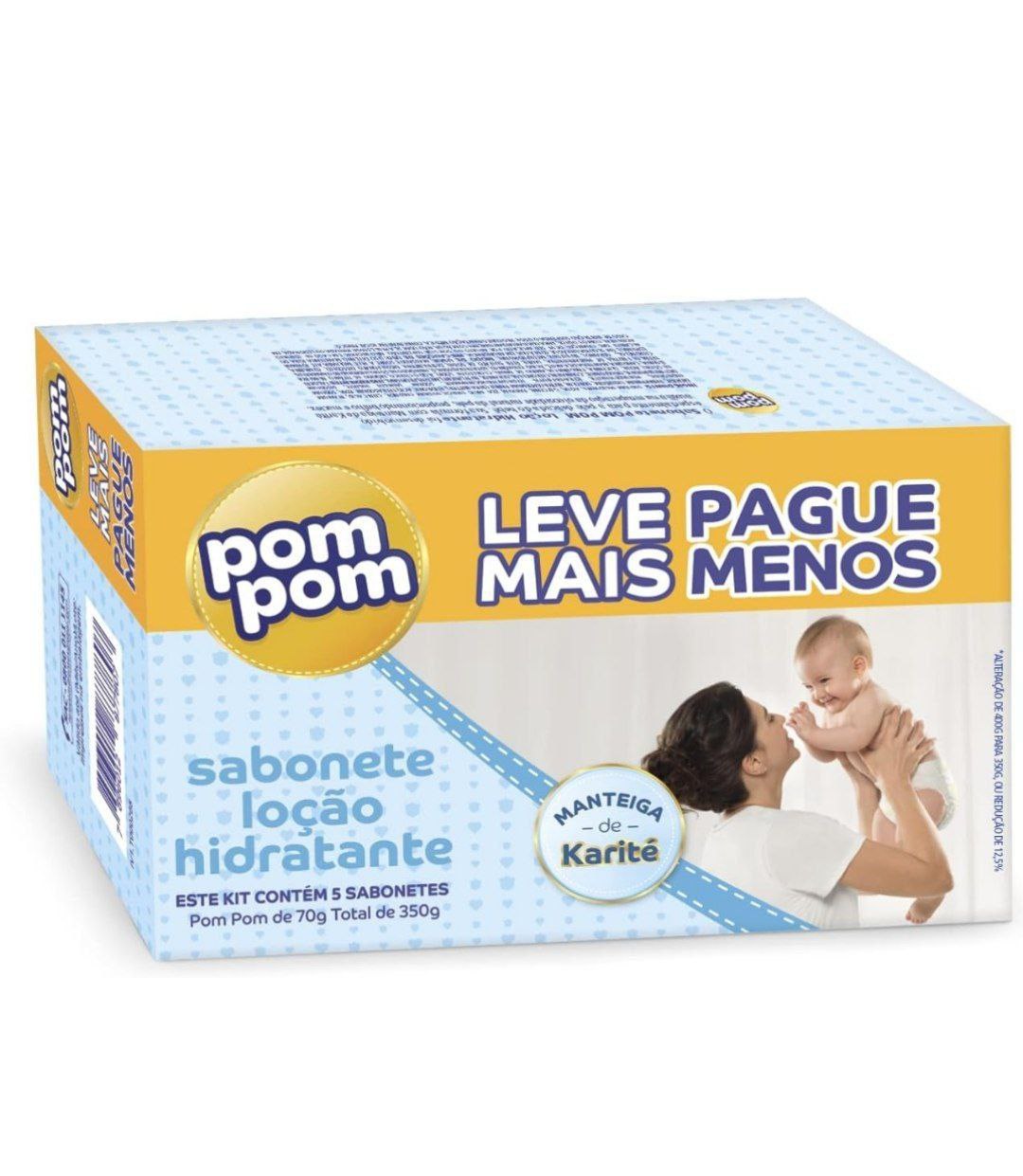 Pom Pom Leve Mais Pague Menos, Kit Sabonete Hidratante, 70g cada - Total 350 g