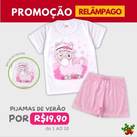 Qualquer pijama por apenas R$19,90.