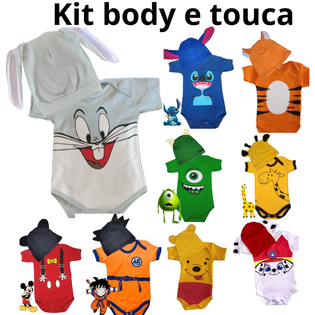 Body bebê temático mêsversário - Fantasia Infantil Personalizado - Body com touca
