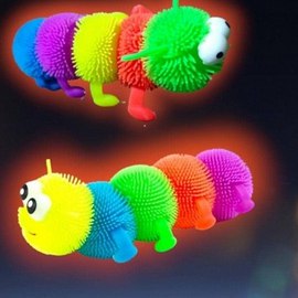 Centopéia Lagarta com Luz De Apertar E Esticar Colorida Brinquedo Infantil LED Macio de Aperta Maluca Infantil Com 5 Cores