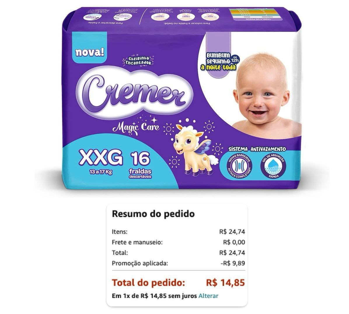 Esse valor  só aparece na tela de  pagto!!