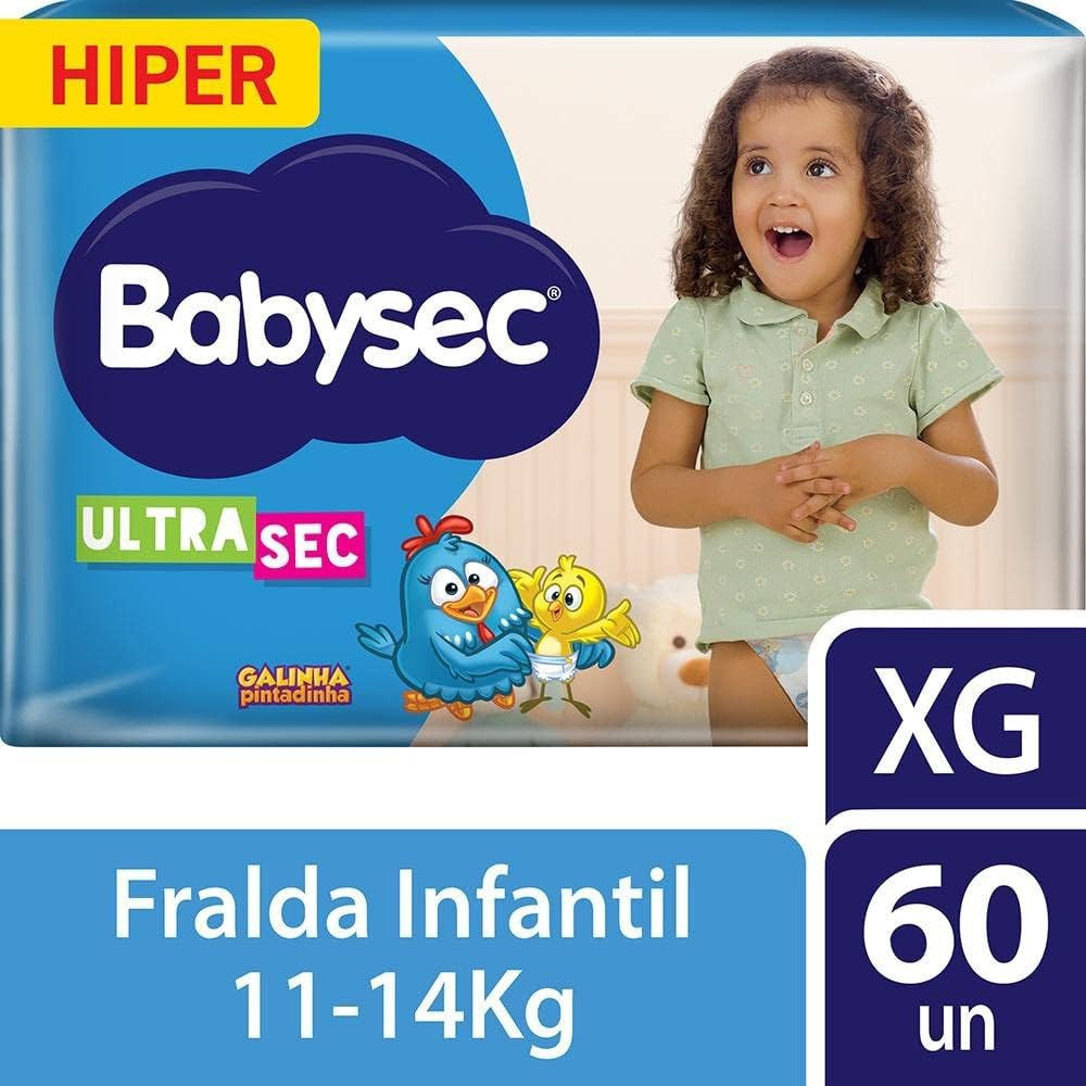 Fralda Babysec Ultrasec Galinha Pintadinha, Azul, XG, 60 unidades